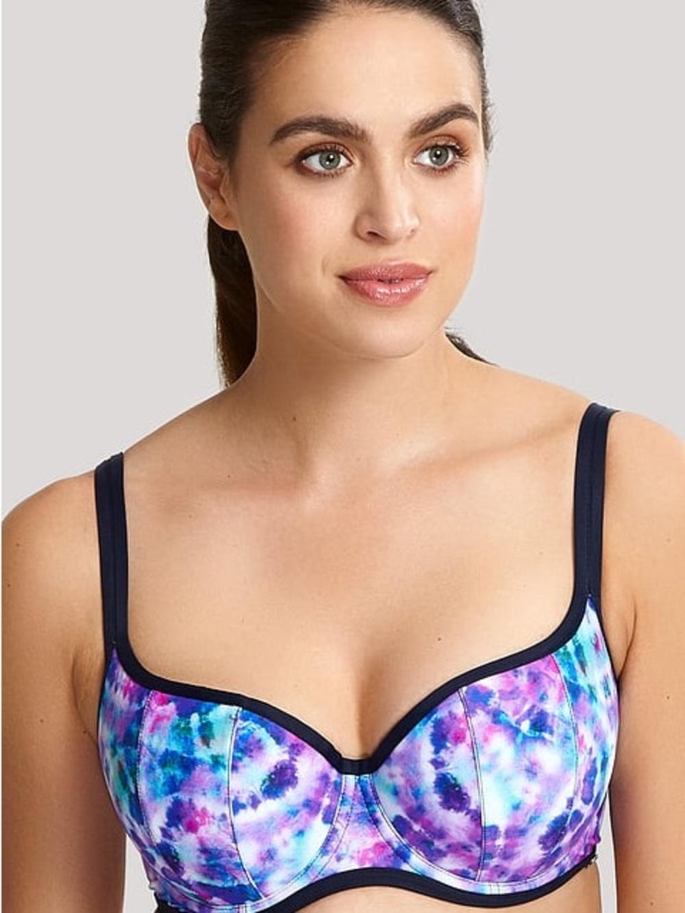 Panache Multicolor Tie-Dye Underwire Bikini Top - Blue Purple Pink